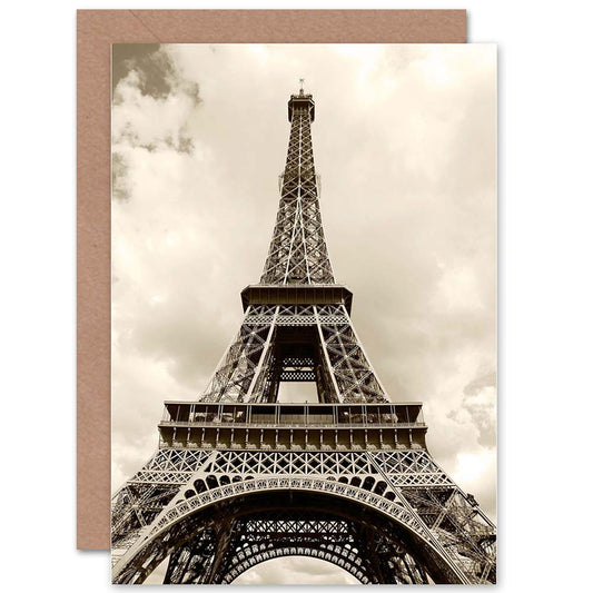 Eiffel Tower Sepia Paris France Iconic Greeting Card