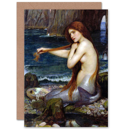John William Waterhouse Mermaid Old Master Painting Greeting Card