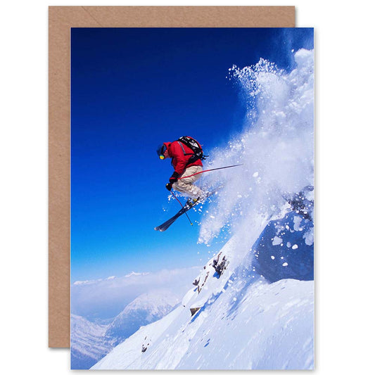 Skier Ski Jumping Snow Sport Sky Photo Greeting Card