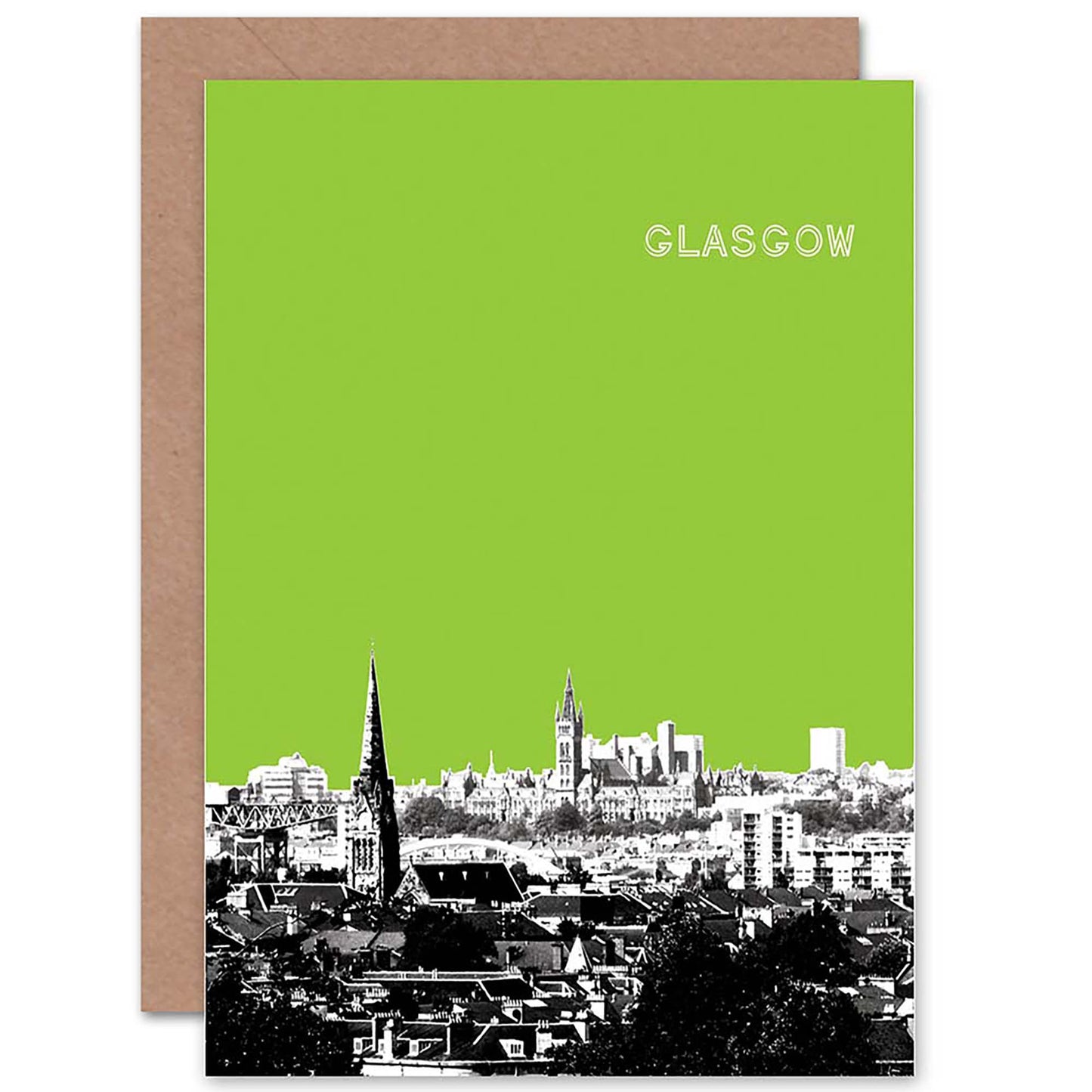 Glasgow Skyline Green Scottish Card