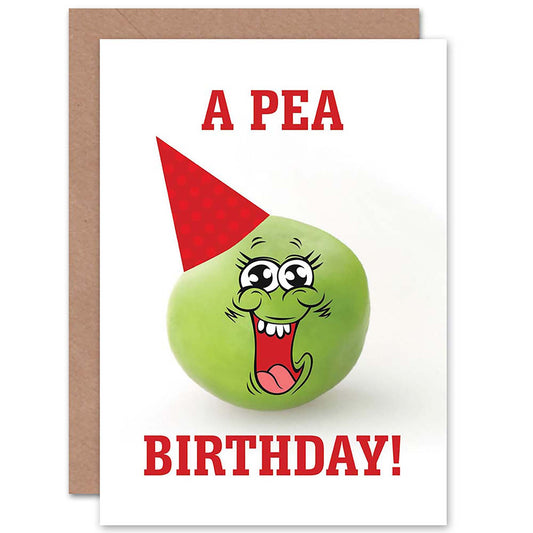 Happy A Pea Pun Humour Funny Cartoon Birthday Card