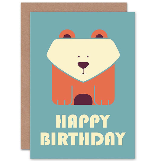 Cute Bear Boy Girl Cartoon Kids Birthday Card