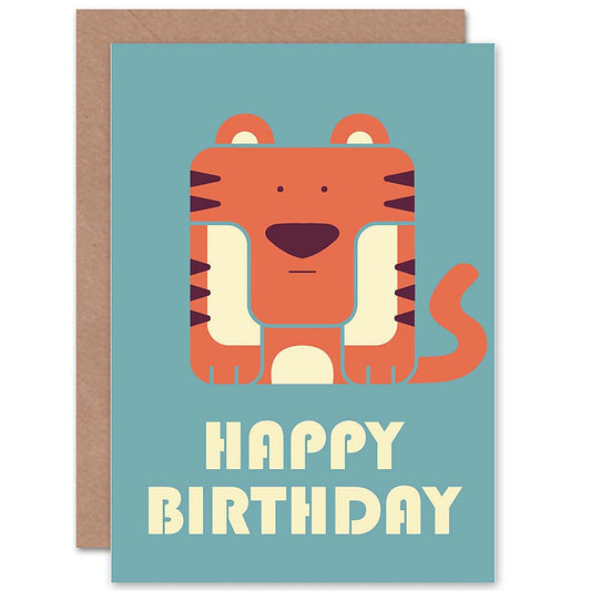 Cute Tiger Boy Girl Cartoon Birthday Card