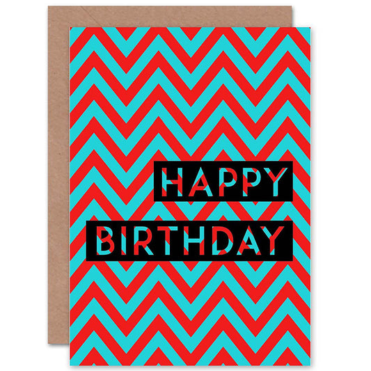 Bold Zig Zag Pattern 1990's Birthday Card