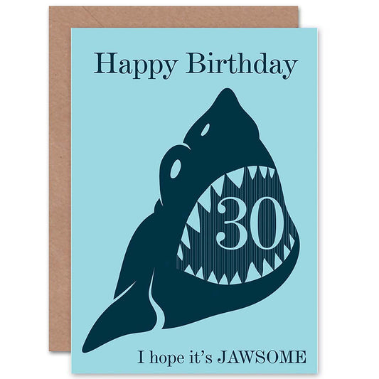 30 Year Old Thirty Shark Happy 30th Adult Birthday Card