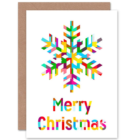 Xmas Trippy Snowflake Colourful Christmas Card