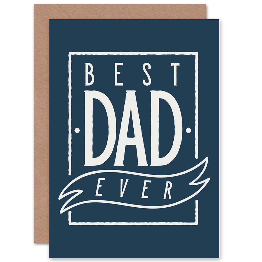 Best Dad Ever Banner Modern Blue Father's Day Card