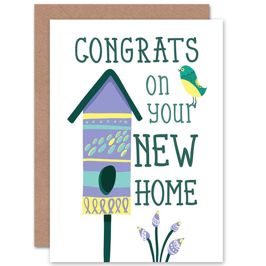 Moving Bird House Congrats Bright New Home Card