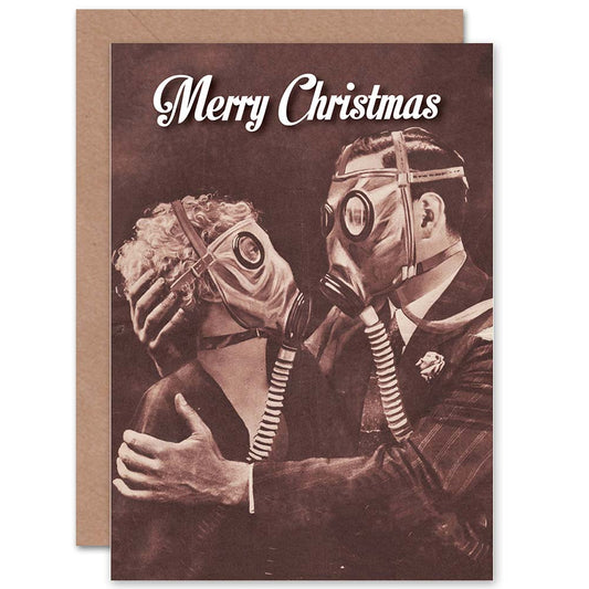 Bizarre Gas Mask Funny Alternative Christmas Card