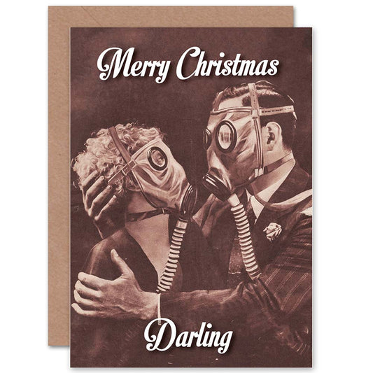 Gas Mask Love Weird Alternative Christmas Card
