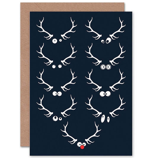 Googly Eyed Reindeer Rudolph Fun Funny Christmas Card