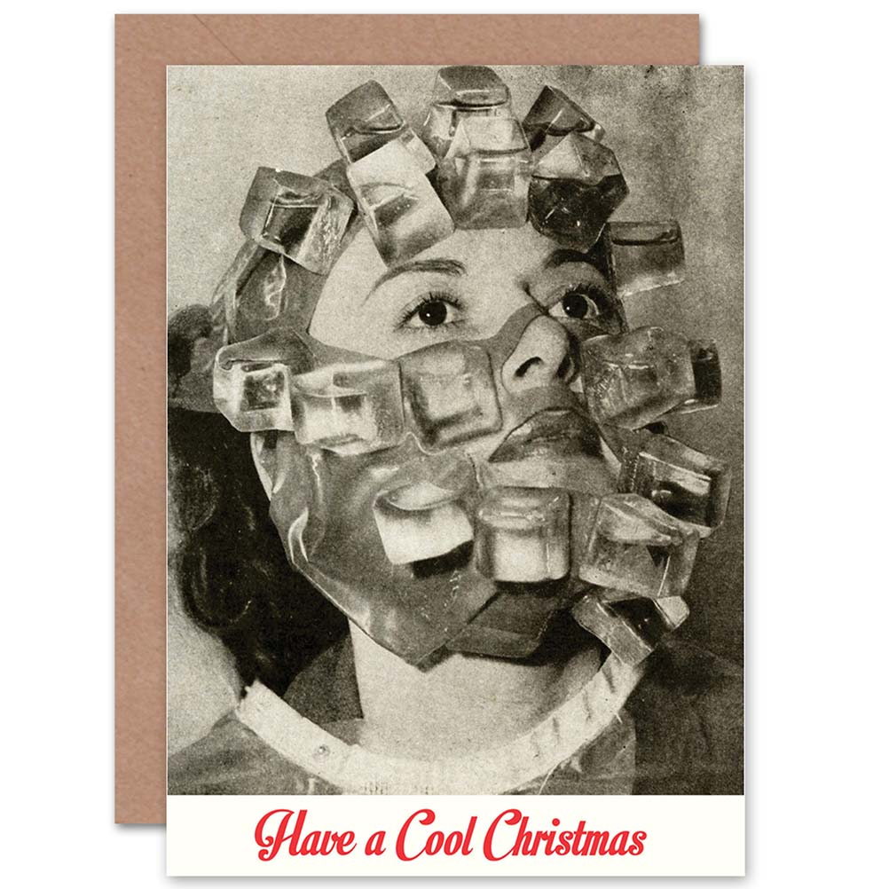 Weird Ice Cube Face Mask Alternative Christmas Card