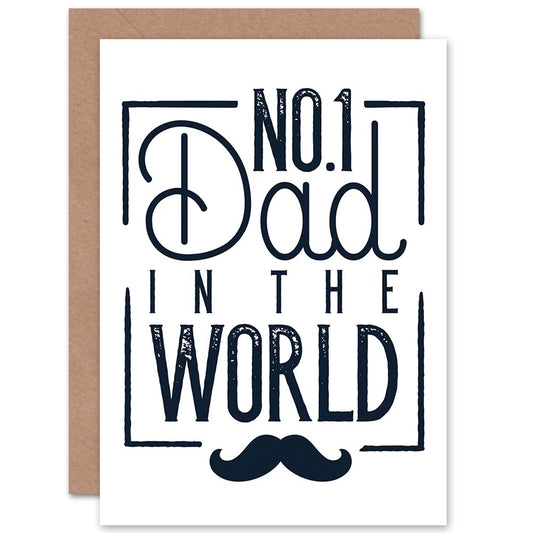Number 1 One Dad In The World Retro Black White Father's Day Card