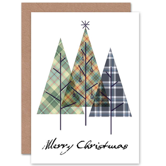 Tartan Trees Scottish Merry Christmas Card