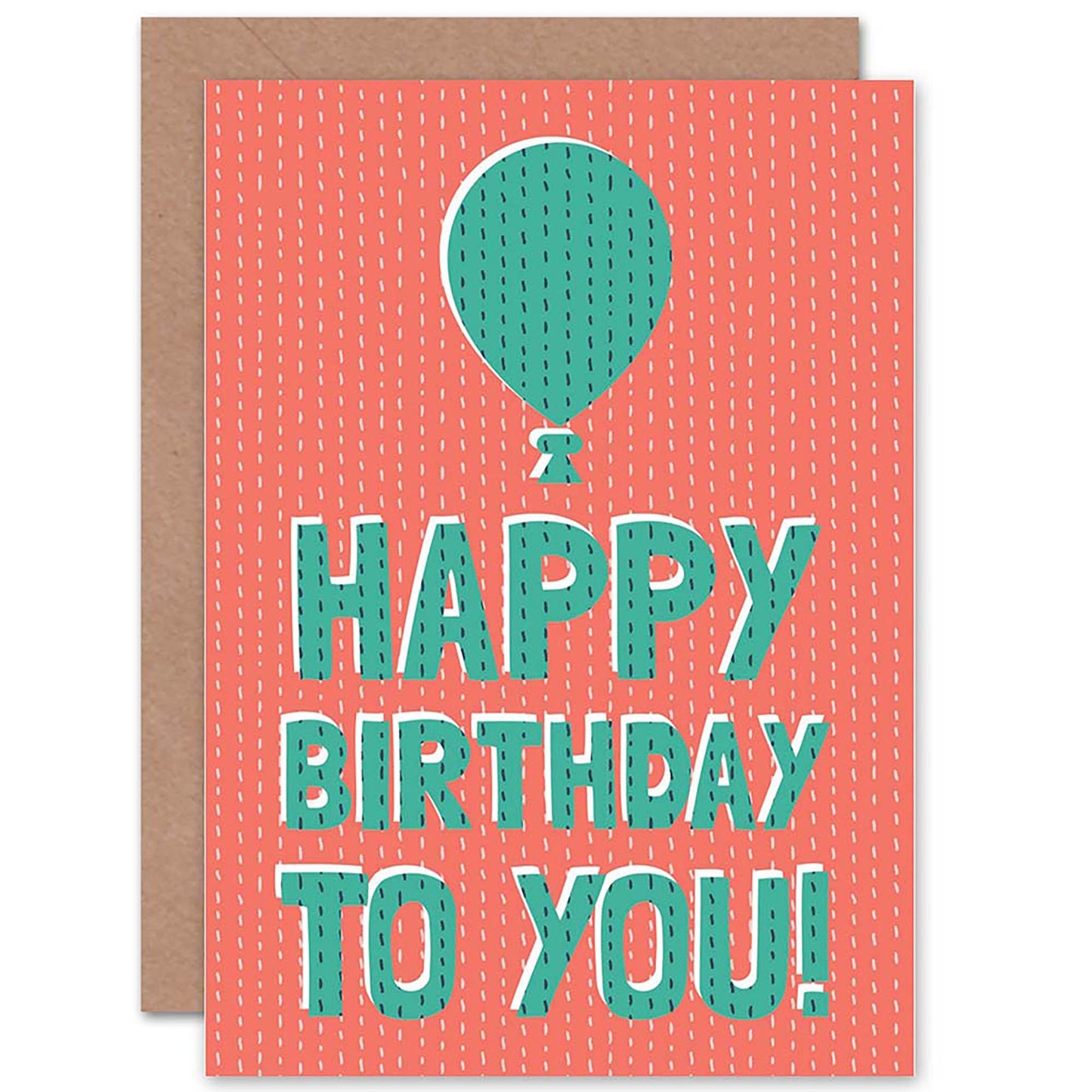 Balloon Orange Green Design Happy Birthday Card