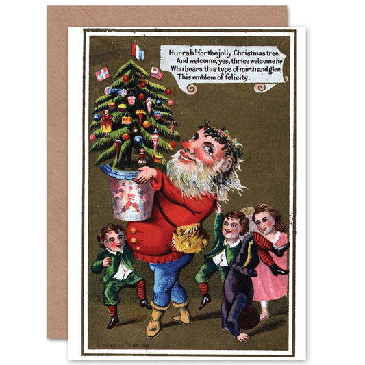 Retro Vintage Santa and Children Christmas Card