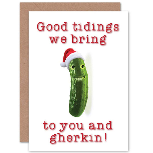 Gherkin Tidings Pun Funny Christmas Card