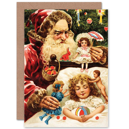Traditional Santa Gifts Vintage Style Christmas Card