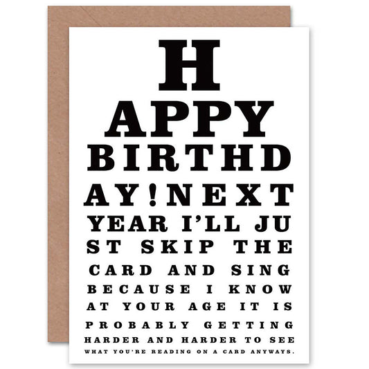 Eye Test Old Age Joke Happy Birthday Card