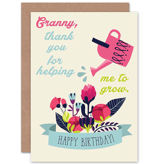Granny Thank You Helping Me Grow Gardener Birthday Card