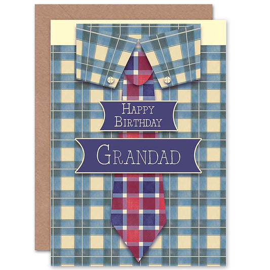 Chequered Shirt Tie Grandad Birthday Card