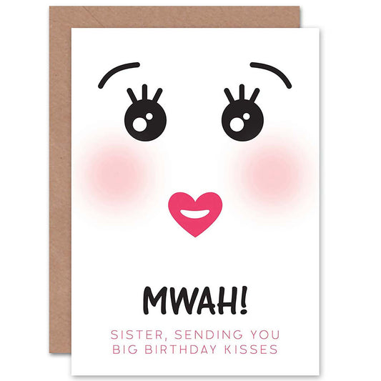 Cute Japanese Kawaii Kiss Sister Birthday Card
