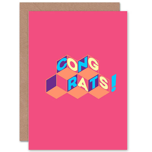 Congrats Blocks Pink Congratulations Card