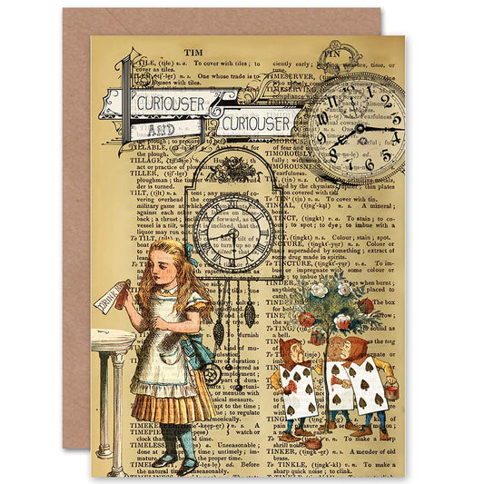 Upcycle Alice Wonderland Collage Curiouser Greeting Card