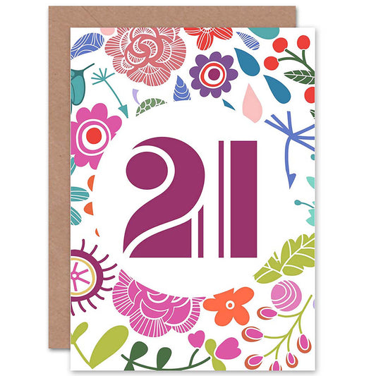Flowers Floral 21st Birthday Adult Birthday Card
