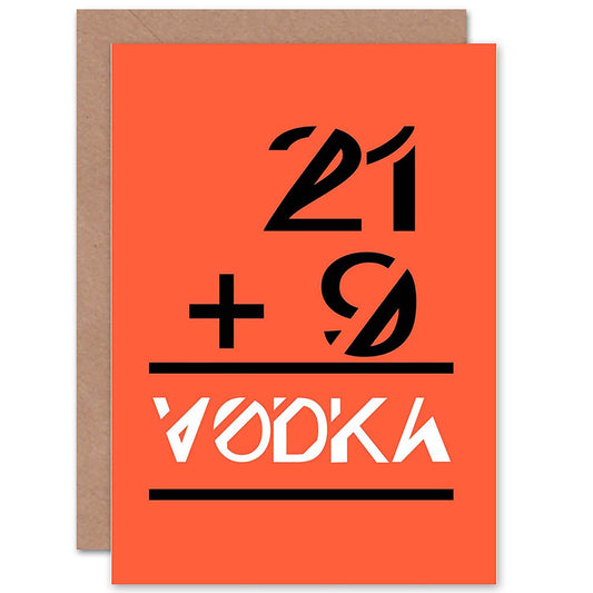 Funny Maths 30 Equals Vodka Adult Birthday Card