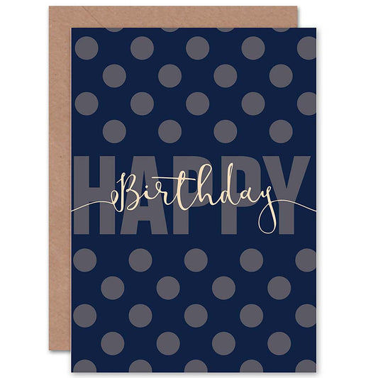 Polka Dot Blue Elegant Birthday Card