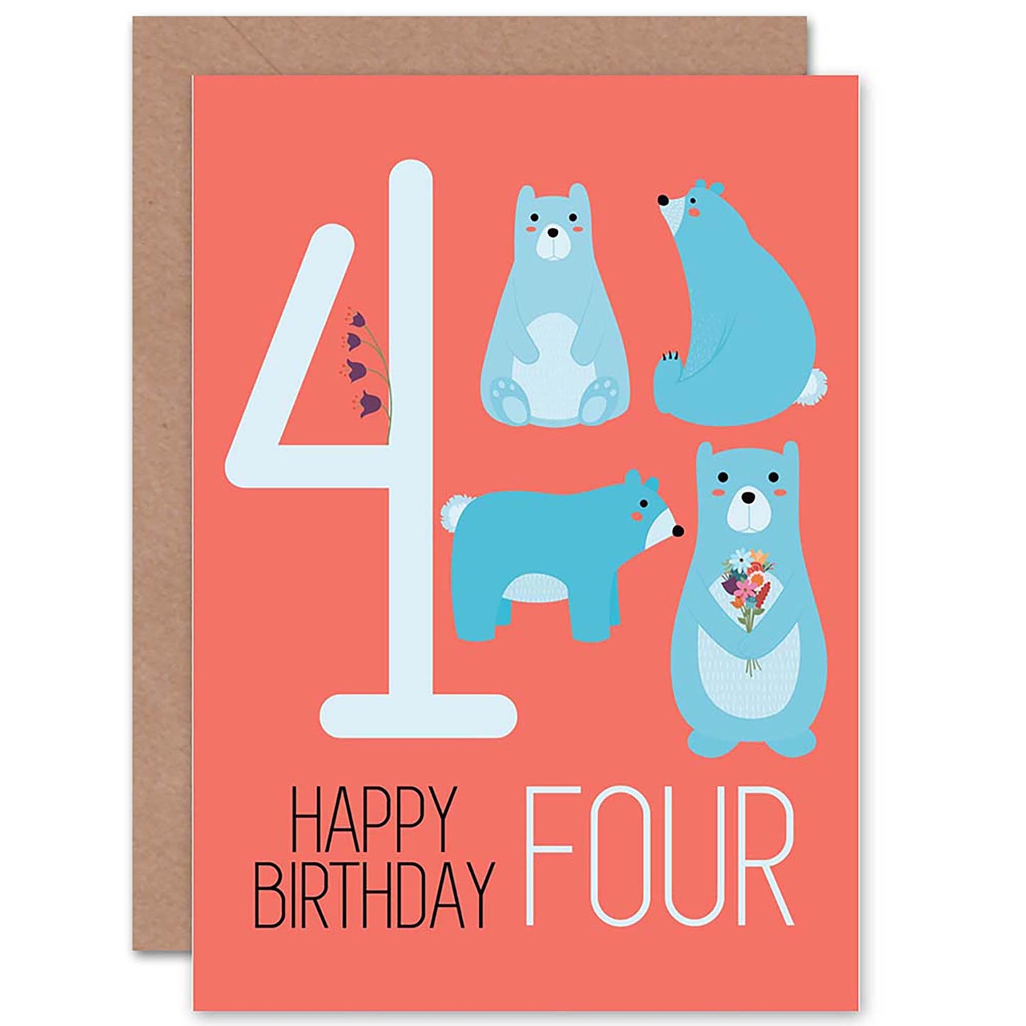 Counting Bears Age 4 Year Old 4th Child Kids 4th Kids Birthday Card