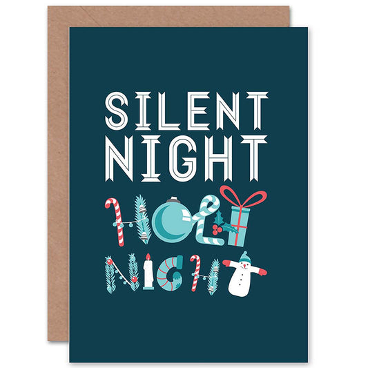 Silent Night Hymn Xmas Carol Lyrics Christmas Card