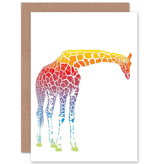 Colourful Rainbow Giraffe Bright Animal Greetings Card
