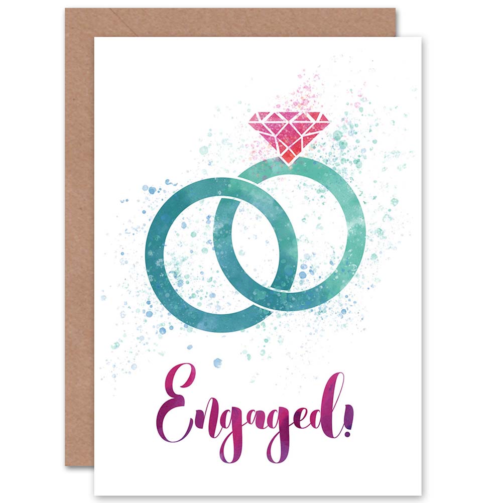 Diamond Rings Watercolour Congrats Engagement Engagement Card