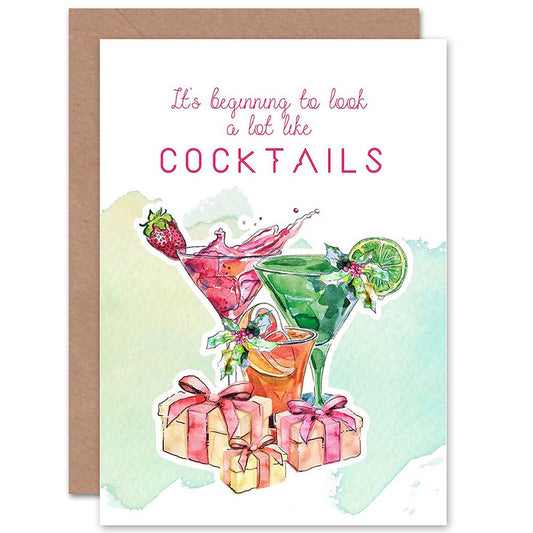 It's Beginning To Look Like Cocktails Fun Drinks Christmas Card