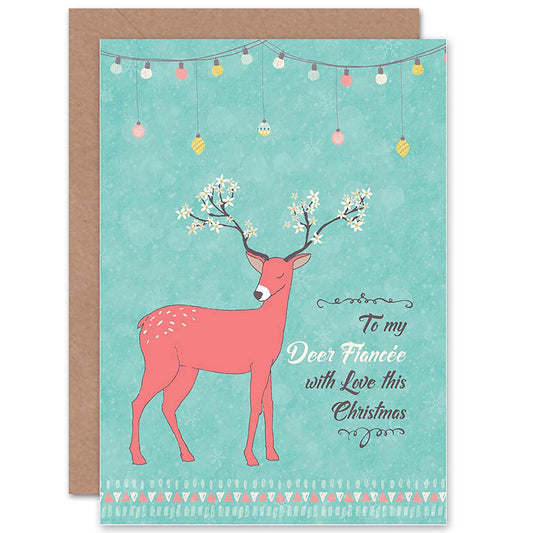 Dear Fiancée Love Deer Christmas Card
