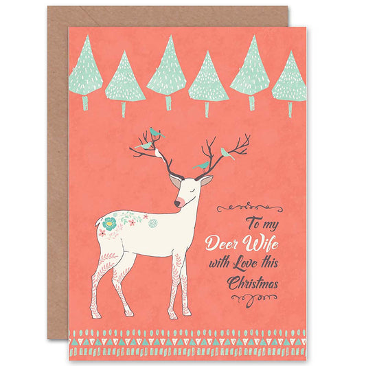 With Love To My Deer Wife Pun Christmas Card