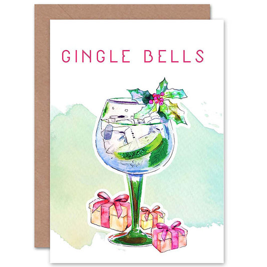 Gingle Jingle Bells Gin Alcohol Christmas Card