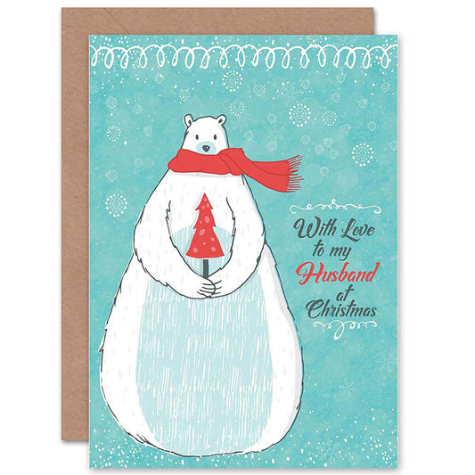 With Love To My Husband Polar Bear Christmas Card