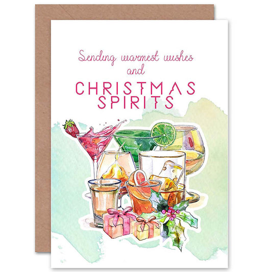Spirits Sending Warmest Wishes Alcohol Christmas Card