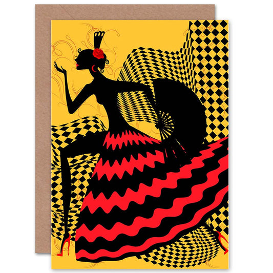 Painting Spanish Flamenco Dancer Design Greeting Card