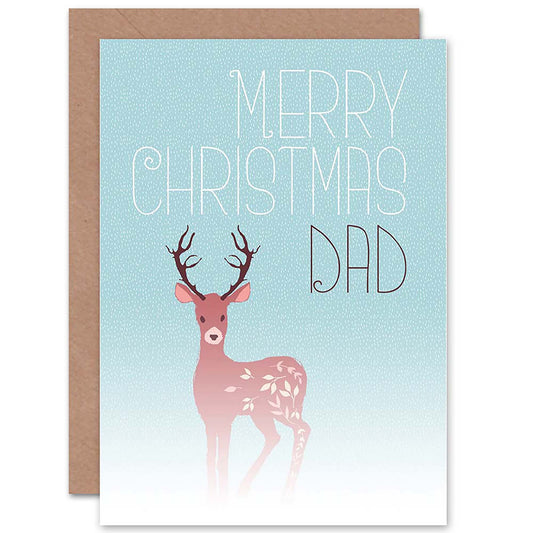 Cute Reindeer Deer in Winter Mist Dad Christmas Card