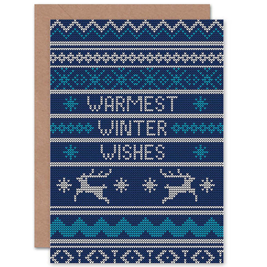 Warmest Winter Wishes Jumper Jersey Style Christmas Card