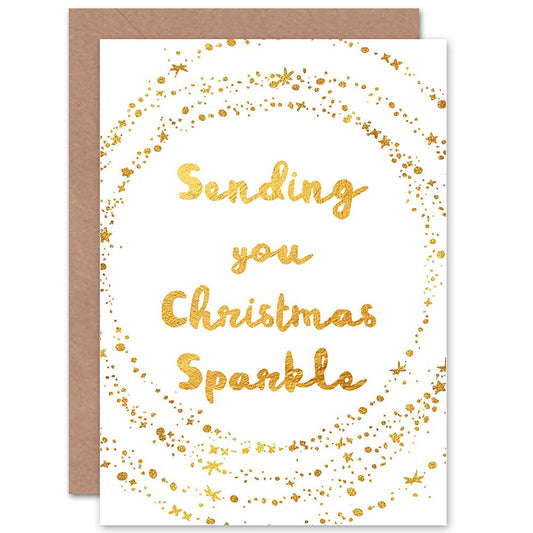 Gold Star Sparkle Christmas Card
