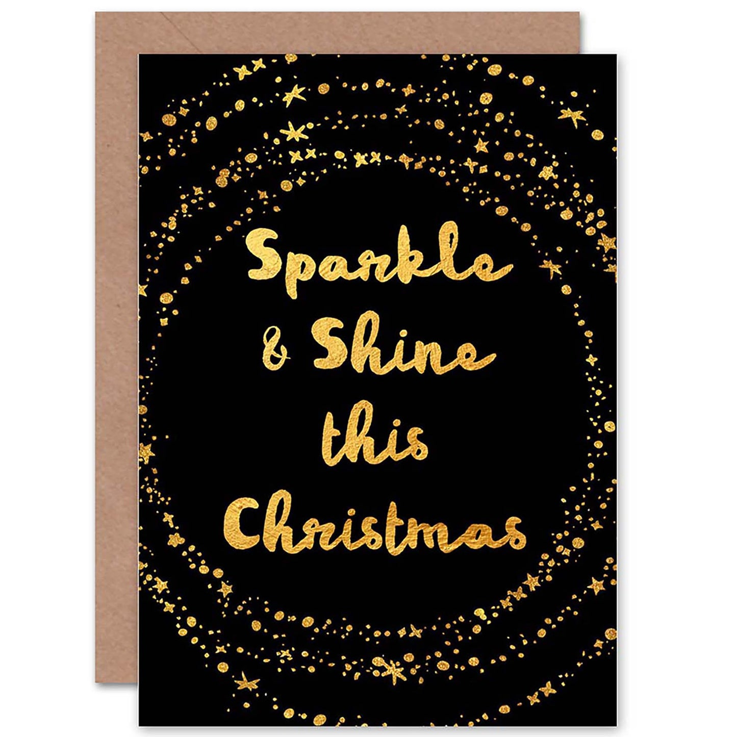 Sparkle and Shine Gold on Black Christmas Card