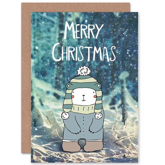 Cute Polar Bear Cartoon Merry Christmas Card