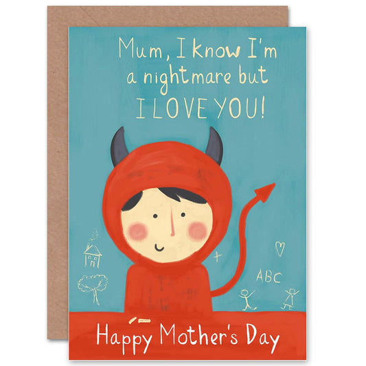 Little Devil I love You Mum Mother's day Card