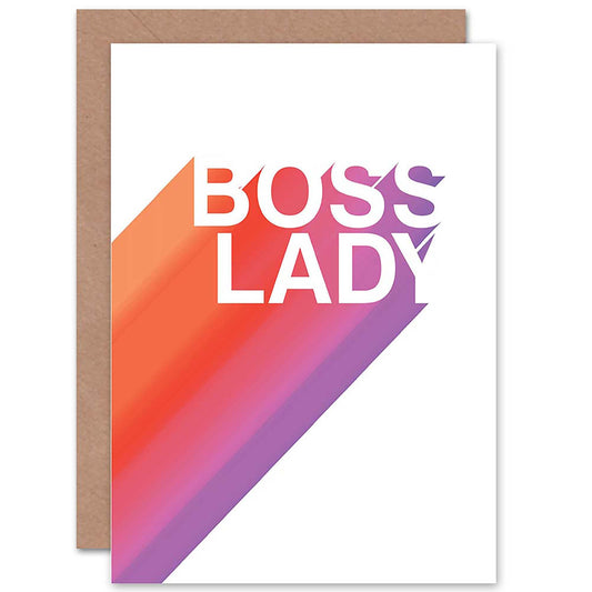 Boss Lady Gradient Colour Modern Typography Greetings Card