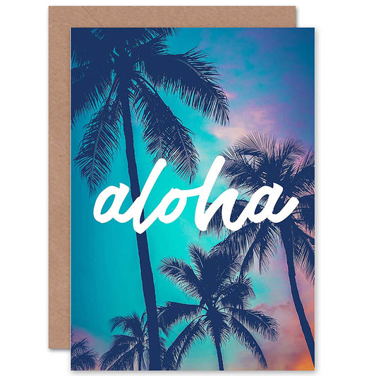 Aloha Hawaii Palm Trees Travel Good Bye Card